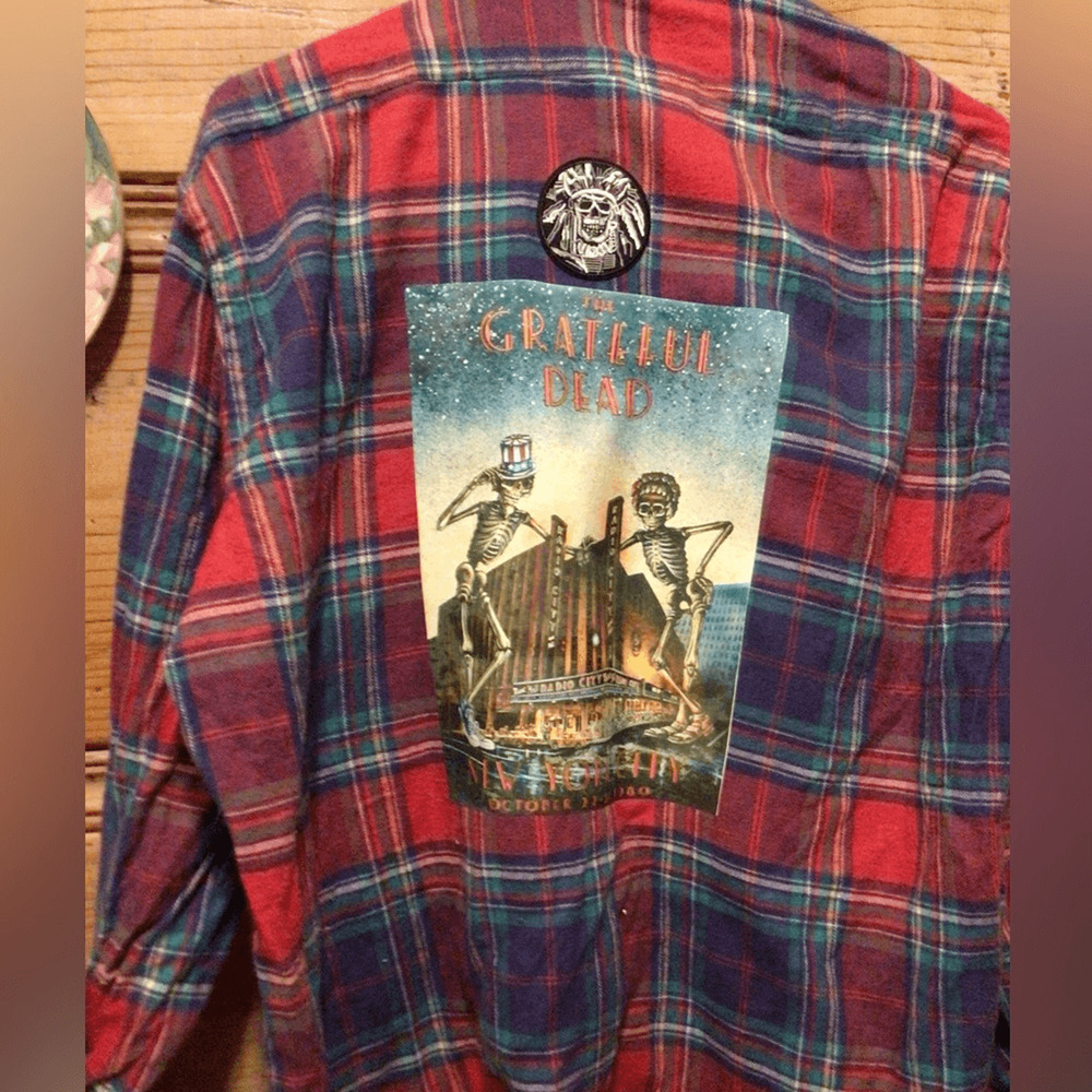 NEW! Upcycled Grateful Dead Plaid Shirt